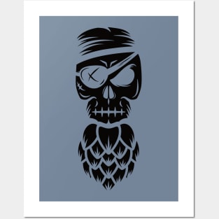 Pirate with Hoppy Beard (black) Posters and Art